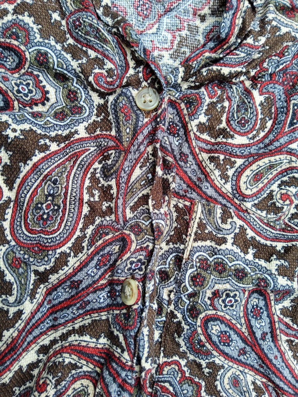 Woolrich 90s Paisley 100% Cotton Button-Down Long Sleeve Shirt - Picture 6 of 6